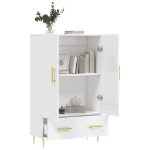 Credenza Bianco Lucido 69,5x31x115 cm in Legno Multistrato