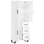 Credenza Bianco Lucido 69,5x34x180 cm in Legno Multistrato