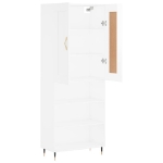 Credenza Bianco Lucido 69,5x34x180 cm in Legno Multistrato