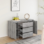 Credenza con 3 Cassetti Grigio Sonoma 120x41x75cm in Truciolato