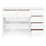 Credenza con 6 Cassetti 113x35x73 cm in Pino Massello Bianco