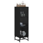 Credenza con Ante in Vetro Nera 35x37x120 cm