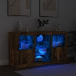 Credenza con Luci LED Rovere Fumo 123x37x67 cm
