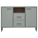 Credenza Gambe Metallo Grigio 113x40x77 cm Legno Massello OSLO