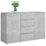 Credenza Grigio Cemento 120x35,5x75 cm in Legno Multistrato