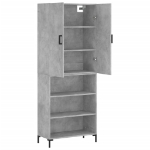 Credenza Grigio Cemento 69,5x34x180 cm in Legno Multistrato