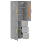 Credenza Grigio Cemento 69,5x34x180 cm in Legno Multistrato