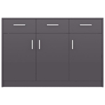 Credenza Grigio Lucido 110x30x75 cm in Legno Multistrato