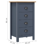 Credenza Hill Grigia 46x35x80 cm in Legno Massello di Pino