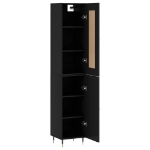 Credenza Nera 34,5x34x180 cm in Legno Multistrato