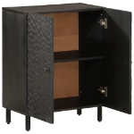 Credenza Nera 60x33x75 cm in Legno Massello di Mango