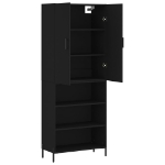 Credenza Nera 69,5x34x180 cm in Legno Multistrato