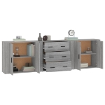 Credenze 3 pz Grigio Sonoma in Legno Multistrato