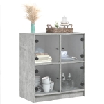 Mobile con Ante in Vetro Grigio Cemento 68x37x75,5 cm