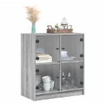 Mobile con Ante in Vetro Grigio Sonoma 68x37x75,5 cm