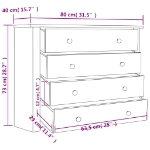 Armadietto 80x40x73 cm in Legno di Pino Modello Panama