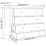 Armadietto Bianco 80x40x73 cm in Legno di Pino Modello Panama