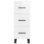 Credenza Bianco Lucido 34,5x34x90 cm in Legno Multistrato