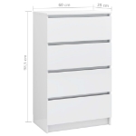 Credenza Bianco Lucido 60x35x98,5 cm in Legno Compensato