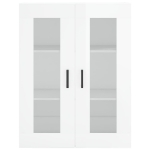 Credenza Bianco Lucido 69,5x34x180 cm in Legno Multistrato