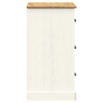 Credenza Cassetti VIGO Bianco 78x40x75 cm Legno Massello Pino