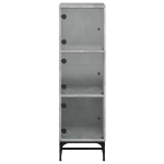 Credenza con Ante in Vetro Grigio Cemento 35x37x120 cm