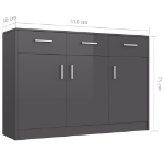 Credenza Grigio Lucido 110x30x75 cm in Legno Multistrato