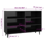 Credenza Nero Lucido 103,5x35x70 cm in Legno Multistrato