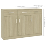 Credenza Rovere Sonoma 110x30x75 cm in Legno Multistrato