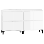 Credenze 2pz Bianco Lucido 60x35x70 cm in Legno Multistrato