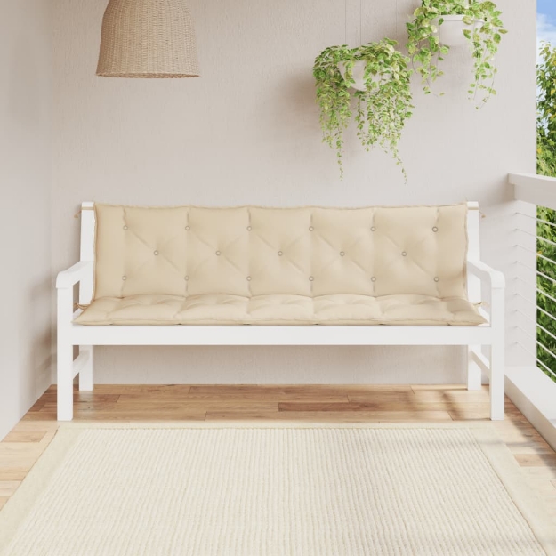 Cuscini Panca da Giardino 2pz Beige 180x50x7 cm Tessuto Oxford