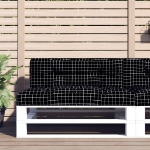 Cuscino per Pallet Motivo a Quadri Nero 120x40x12 cm Tessuto