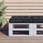 Cuscino per Pallet Motivo a Quadri Nero 60x60x12 cm in Tessuto