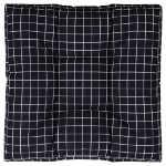 Cuscino per Pallet Motivo a Quadri Nero 80x80x12 cm in Tessuto