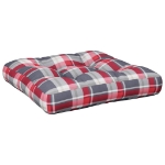 Cuscino per Pallet Motivo a Quadri Rossi 60x60x12 cm in Tessuto