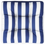 Cuscino per Pallet Strisce Bianche e Blu 50x50x12 cm in Tessuto