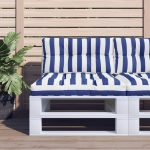 Cuscino per Pallet Strisce Bianche e Blu 70x40x12 cm in Tessuto