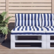 Cuscino per Pallet Strisce Bianche e Blu 80x40x12 cm in Tessuto