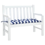 Cuscino per Panca Bianco e Blu 100x50x7 cm in Tessuto Oxford