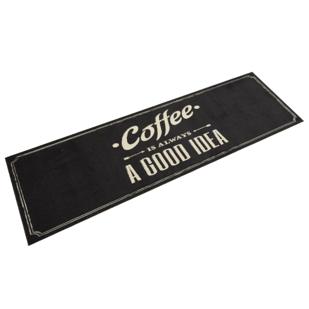 Tappeto da Cucina Lavabile Testo Caffè 45x150 cm in Velluto