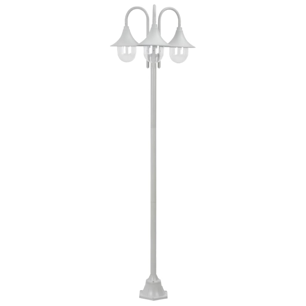 Lampione da Giardino E27 220 cm in Alluminio 3 Lampade Bianco