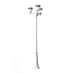 Lampione da Giardino a 3 Bracci 215 cm in Alluminio Bianco