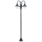 Lampione da Giardino E27 220 cm Alluminio 3 Lampade Verde Scuro
