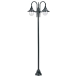 Lampione da Giardino E27 220 cm Alluminio 3 Lampade Verde Scuro