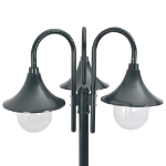 Lampione da Giardino E27 220 cm Alluminio 3 Lampade Verde Scuro