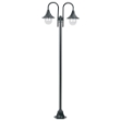 Lampione da Giardino E27 220 cm Alluminio 2 Lampade Verde Scuro