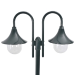 Lampione da Giardino E27 220 cm Alluminio 2 Lampade Verde Scuro