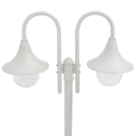 Lampione da Giardino E27 220 cm Alluminio 2 Lampade Bianco