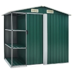 Capanno da Giardino con Scaffali Verde 205x130x183 cm in Ferro