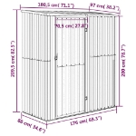 Capanno Biciclette Antracite 180,5x97x209,5 cm Acciaio Zincato